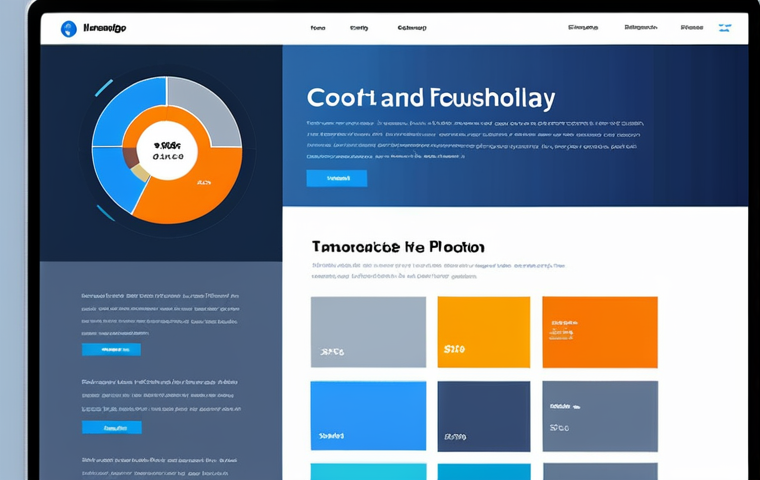 **Vibrant color palettes showcasing the impact of color psychology in UX design. Illustration emphasizing harmonious color combinations (blue and grey tones) conveying trust and stability for a finance company website. Consider accessibility for colorblind users.**