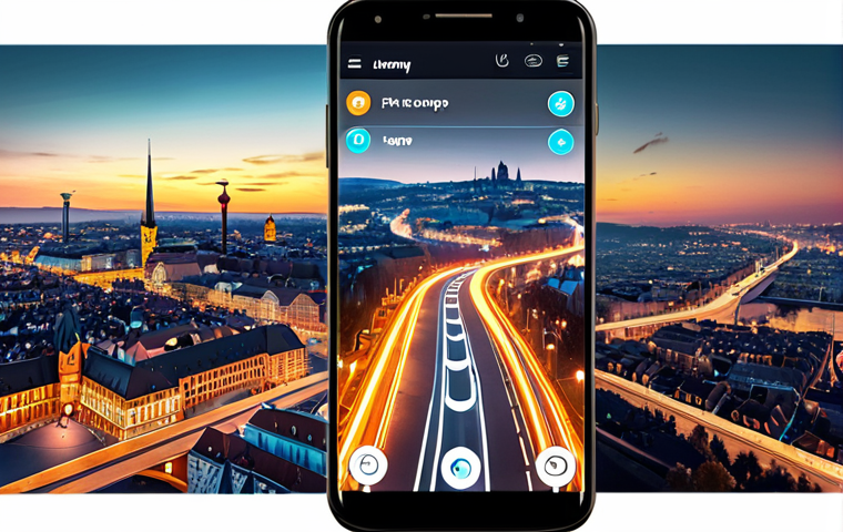 User Journey Visualization**

Prompt: "Abstract representation of a user journey through a mobile app, glowing pathways connecting touchpoints, icons representing different app features, German cityscape in the background, emphasizing smooth transitions and intuitive flow."

**