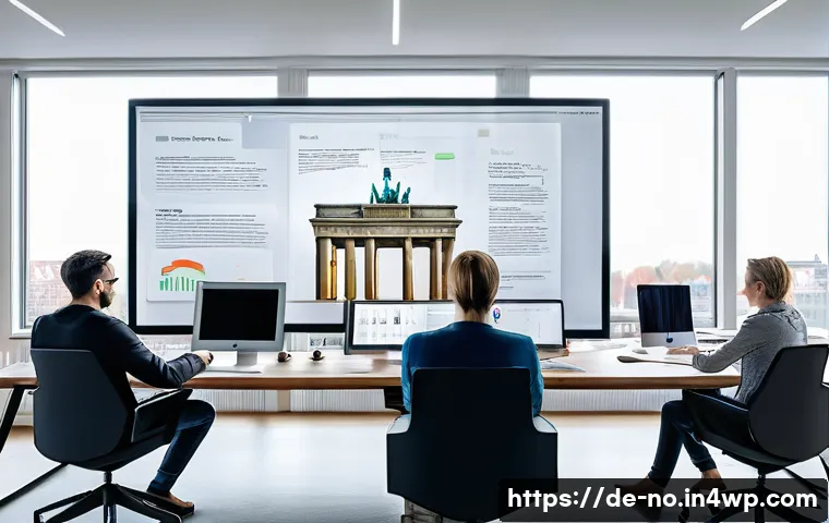 사용자 여정 맵과 맥락 인식의 관계 - A modern office setting in Berlin with a diverse team of professionals analyzing real-time user data...